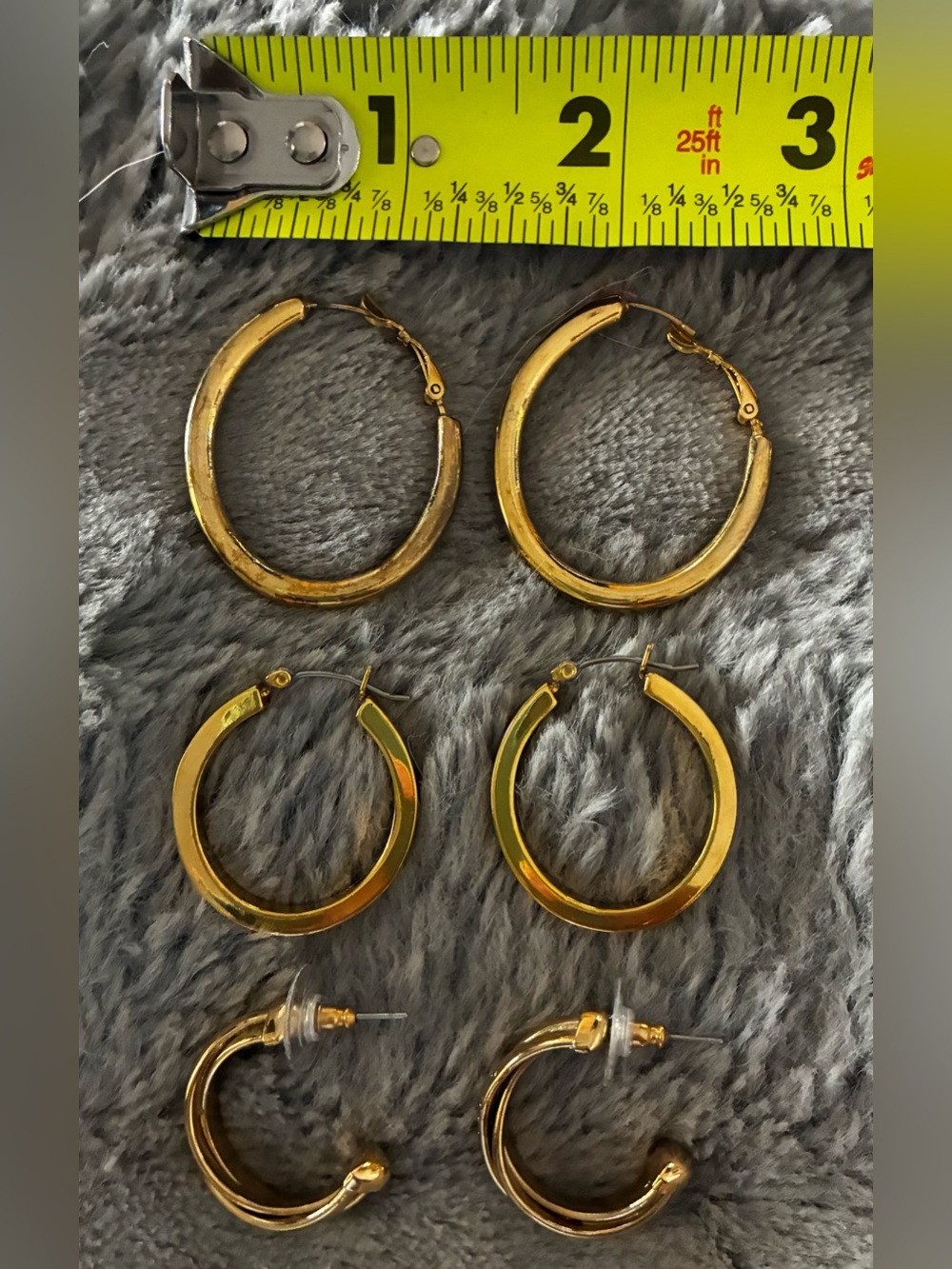 Gold Hoop Earrings Set - Classic Women's Jewelry Set of 3